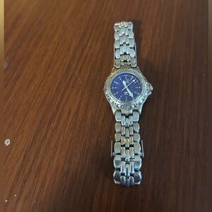 Vintage fossil Stainless Steel Watch with Blue Dial, waterproof new battery